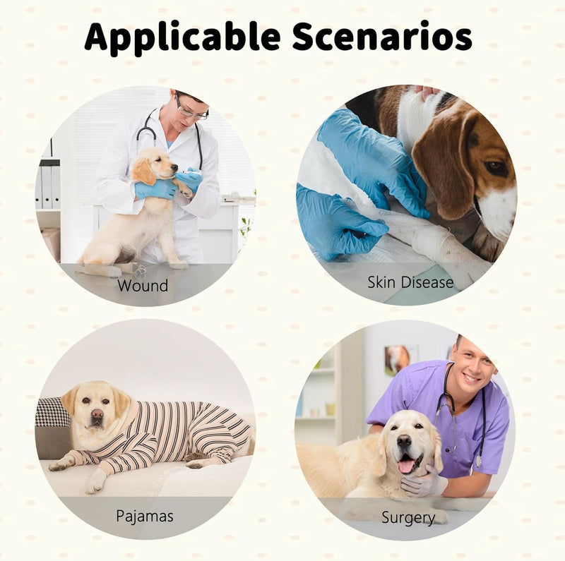 Dog Surgery Recovery Suit with Long Sleeves and Legs, Dog Romper with Zip, Full Body Coverage Pet Castration Suit, Dog Bodysuit After Surgery for Wound Protection (Beige, M) Beige