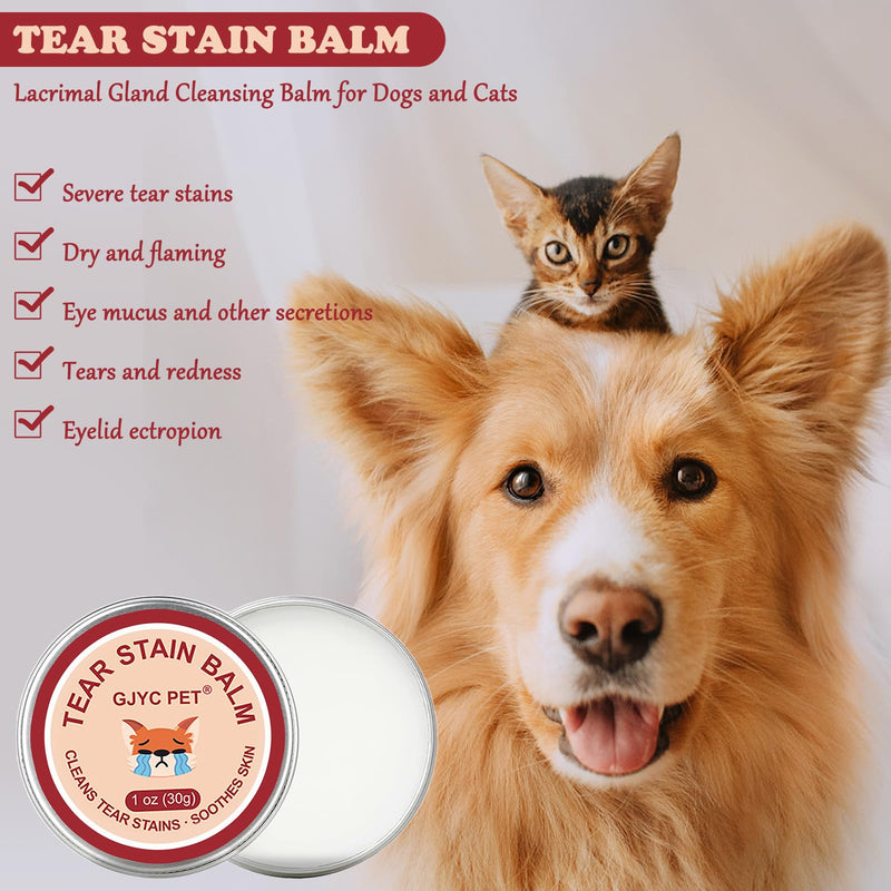 Bisienya Dog Tear Stain Remover,Pet Tear Stain Remover Balm,Natural Eye Care for Dogs and Cats,Tear Stain Remover for Dogs Eyes,Gently Cleanses and Restores Sparkling Eyes(30g)