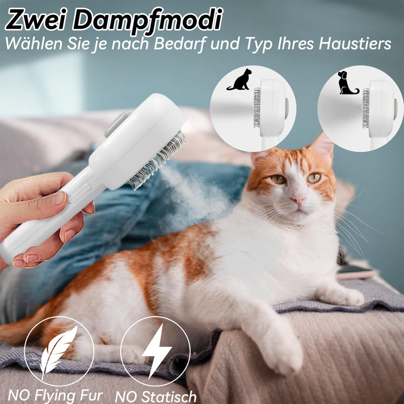 Cat brush with steam, 4 in 1 steam brush cat, cat comb cat massage brush, universal pet brush with release button, cat hair brush for removing loose fur - BeesActive Australia