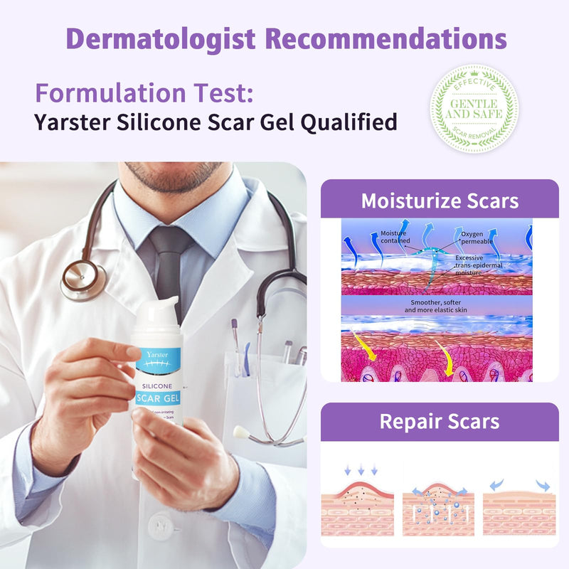 Silicone Scar Gel Scar Cream, Treats Old and New Scars, Stretch Marks Removal Formula Helps from Surgical, Burns, Acne Scar Treatment with Advanced Scar Gel, 1.7 oz (50ml) 1.7 Ounce