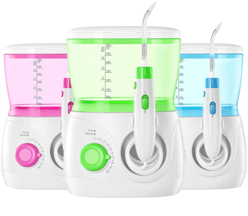 ToiletTree Products Children's Countertop Water Flosser - Dental Oral Irrigator for Kids - BPA-Free Dental Water Flosser with 600mL Capacity and Adjustable Water Pressure - Green - BeesActive Australia