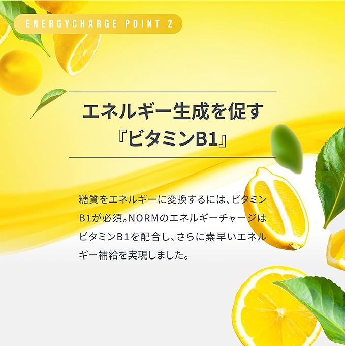 NORM Energy Charge Citric Acid Maltodextrin Sports Drink Vitamin B1 Made in Japan No Artificial Sweeteners Powder Lemon Flavor 1 Bag - BeesActive Australia