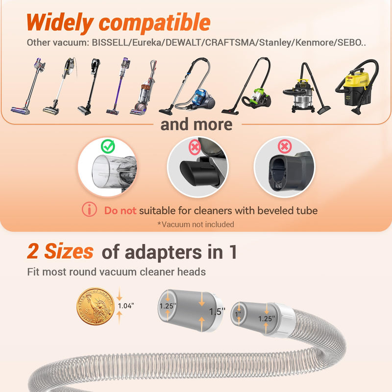 Afloia Dog Brush Vacuum Attachment, Cat Brush, Pet brush Innovative Pet Grooming kit, 1-1.5'' Hoses Diameter Universal Adapter Compatible with Most Round Vacuum Cleaners like Bissell, Eureka etc. Orange - BeesActive Australia