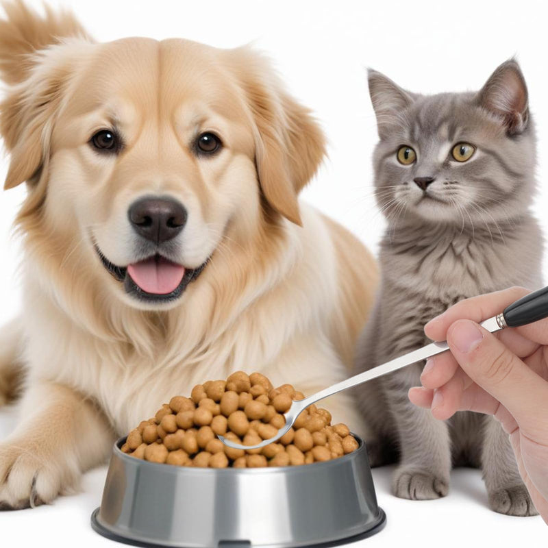 4 PCS Dog Food Scoop Cute Pet Can Spoon Stainless Steel Wet Cat Food Storage Long Handle Claw Ladle Portable Small Feeder Scoop for Dog Cat Feed Canned (White Black) - BeesActive Australia