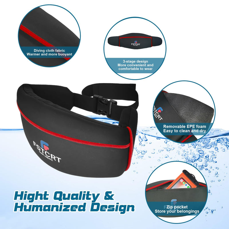 Swim Belt, Flotation Belt, Water Aerobics Belt, Swimming Belts for Adults, Pool Exercise Equipment for Adults and Children, Water Aerobic Equipment, Aqua Jogging Black+Red Medium - BeesActive Australia