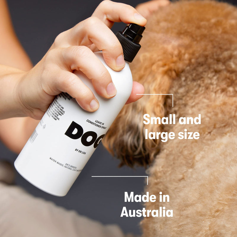 DOG by Dr Lisa - Leave in Conditioner Spray - Dog Coat Detangling and Dematting Spray - No-Rinse Conditioner for Dog Grooming - Reduce Knots & Tangles - Plant Based, Vegan Friendly - PawsPlanet Australia