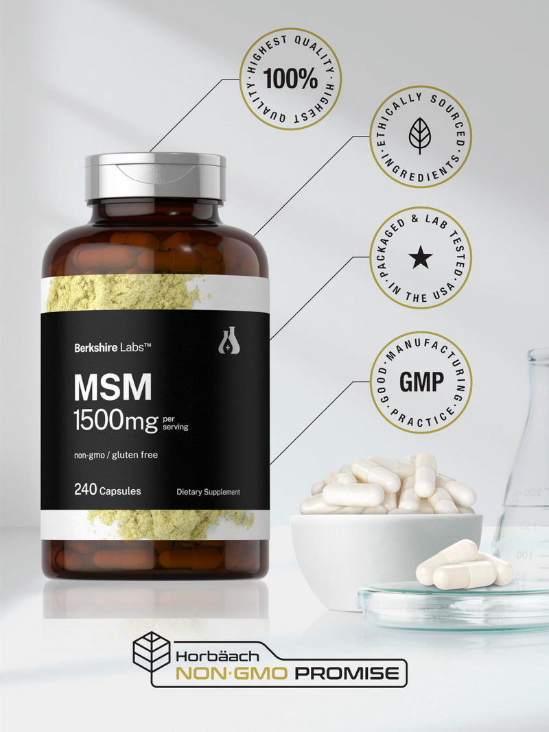 Horb√§ach MSM Capsules 1500mg | 240 Count | Non-GMO, Gluten Free Supplement | Berkshire Labs - BeesActive Australia