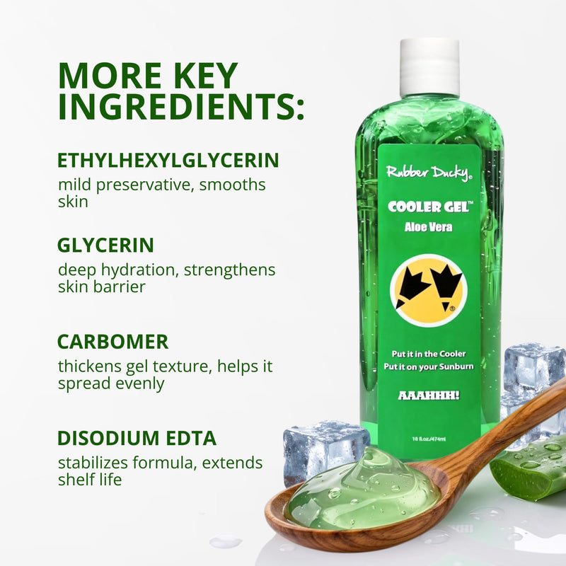 Rubber Ducky Cooler Gel - Sunburn Relief |Soothing Aloe Vera Gel | Fast Absorbing Aloe Gel With Vitamin E & Tea Tree Oil | Vegan | After Sun Care | 10z 10 Ounce (Pack of 1)
