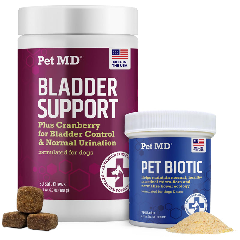 Pet MD Bladder Support + Cranberry Chews & Biotic Probiotic Powder