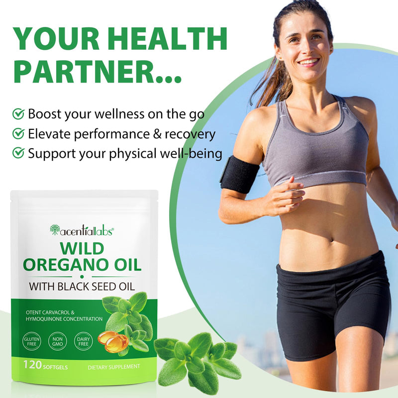 Oil of Oregano Softgels, 120 Count Oregano Oil Supplement Capsules, Oregano Oil Capsules, 165mg Carvacrol, 2 in 1 6000mg Oil of Oregano with Black Seed Oil 200mg 1 Pack - BeesActive Australia