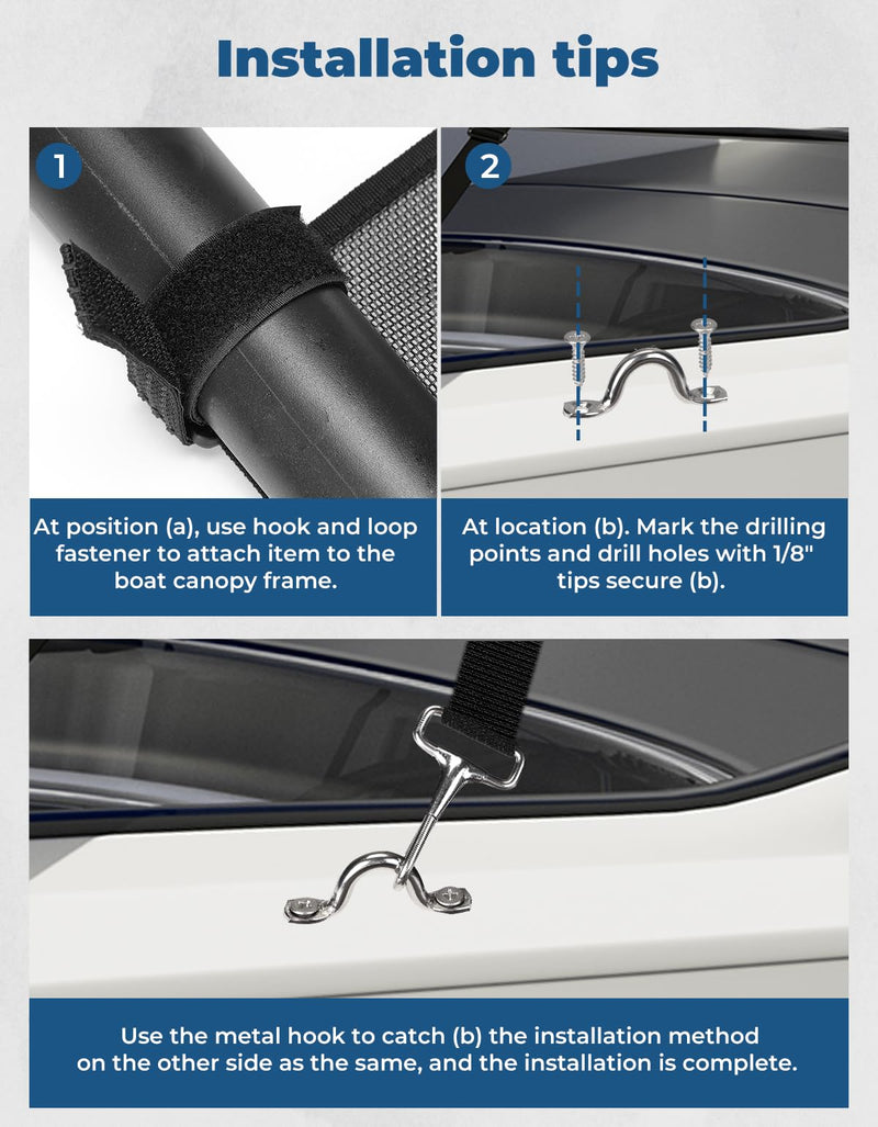 KEMIMOTO Detachable Mesh Sidewalls Universal for 3 Bow Bimini Tops, with Large Pockets for Fishing Gear, Includes 2 Straps(Bimini Tops Not Included) - BeesActive Australia