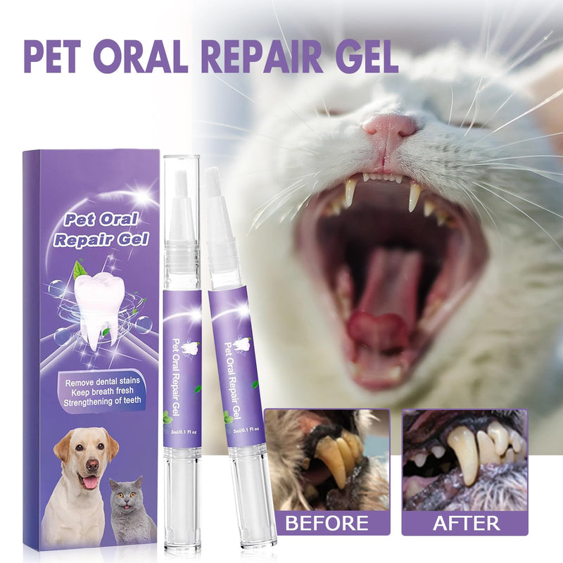 4 Piece Pet Oral Repair Gel Pen for Dogs, Pet Oral Restoration Whitening Gel Cleaning Pen for Pet Toothbrushes, Pet Dental Cleaning Pen for Oral Care of Pets
