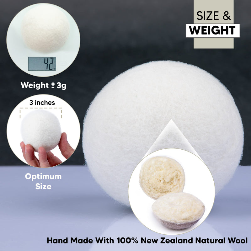 RAYTRADE Wool Dryer Balls 6-Pack 100% Made of Organic New Zealand Wool Reduces Clothing Wrinkles and Saves Drying Time Reusable Natural Fabric Softener Stocking Stuffer Gifts 3 Inch Round (Pack of 6 White) - BeesActive Australia