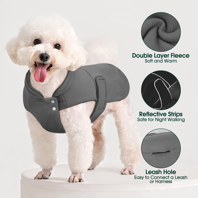 Kuoser Dog Fleece Vest, XL Dog Coat Reflective Dog Winter Jacket Warm Dog Sweater for Extra Large Dogs, Soft Dog Cold Weather Clothes Pet Turtleneck Snowsuit for Beagle,Border Collie, Grey XL X-Large (Chest: 24.4" - 29.5") - BeesActive Australia