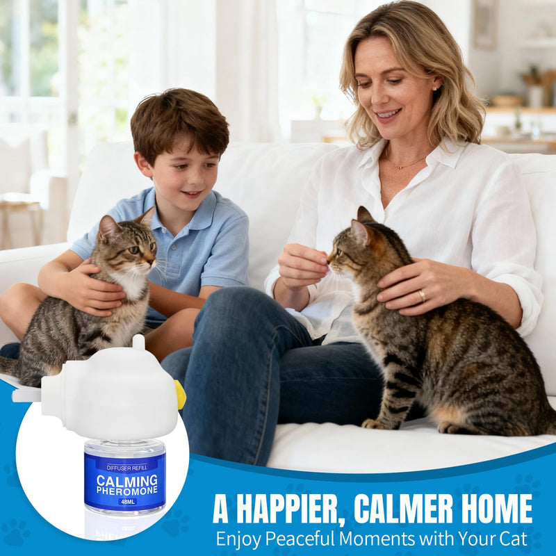 Cat Calming Diffuser Pheromones Effectively Relieve Anxiety Stress Cat Pheromones Calming Diffuser Refill Comfort for Cats Reduce Fighting Spraying Scratching Calm Relaxing