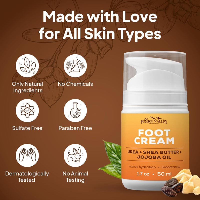 Pumice Valley Urea Foot Cream for Dry Cracked Heels and Feet - Foot Moisturizer & Heel Cream for Calluses and Rough Skin - Shea Butter, Jojoba Oil, Vitamin E - 1.7 oz 1x Urea & Shea Butter - BeesActive Australia
