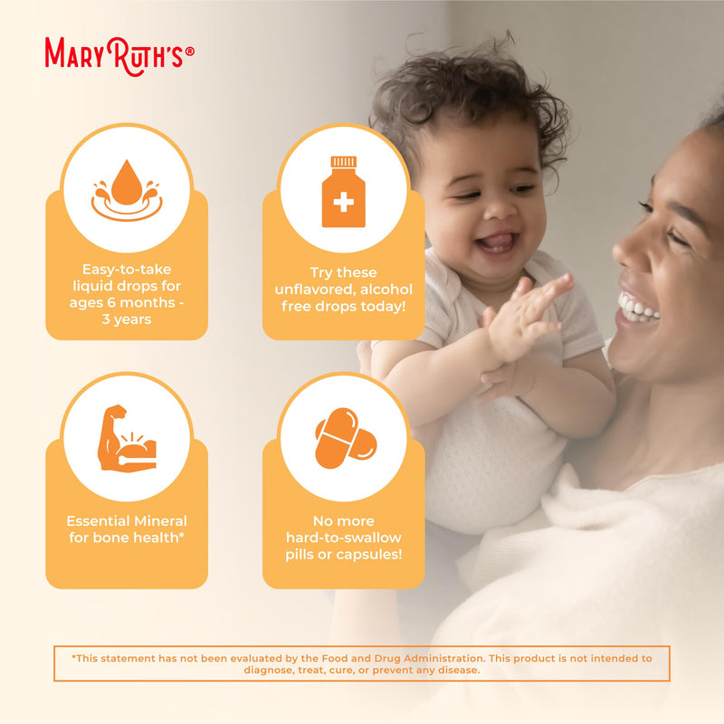 MARYRUTH'S USDA Organic Vitamin D3 Drops, Vegan, Sugar Free | Immune Support, Gluten Free, Non-GMO, 90-150 Servings Infant & Toddler