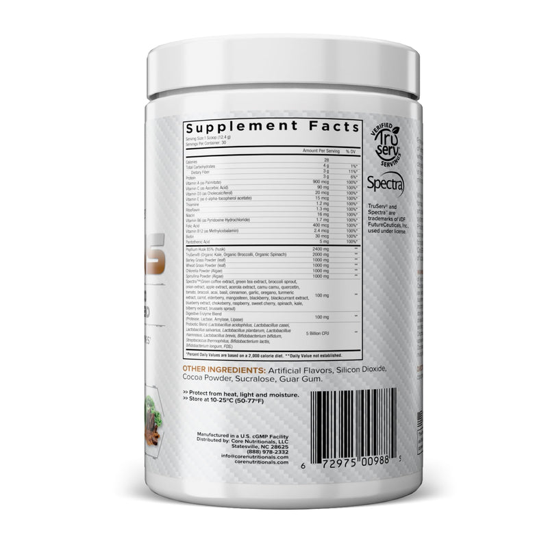 Core Nutritionals Greens, Digestive Support, Chocolate Decadence, 30 Serv. | Daily Wellness Support, Reds & Greens Superfood Blend, 5 Billion CFU Probiotics, Digestive Enzymes, Antioxidants