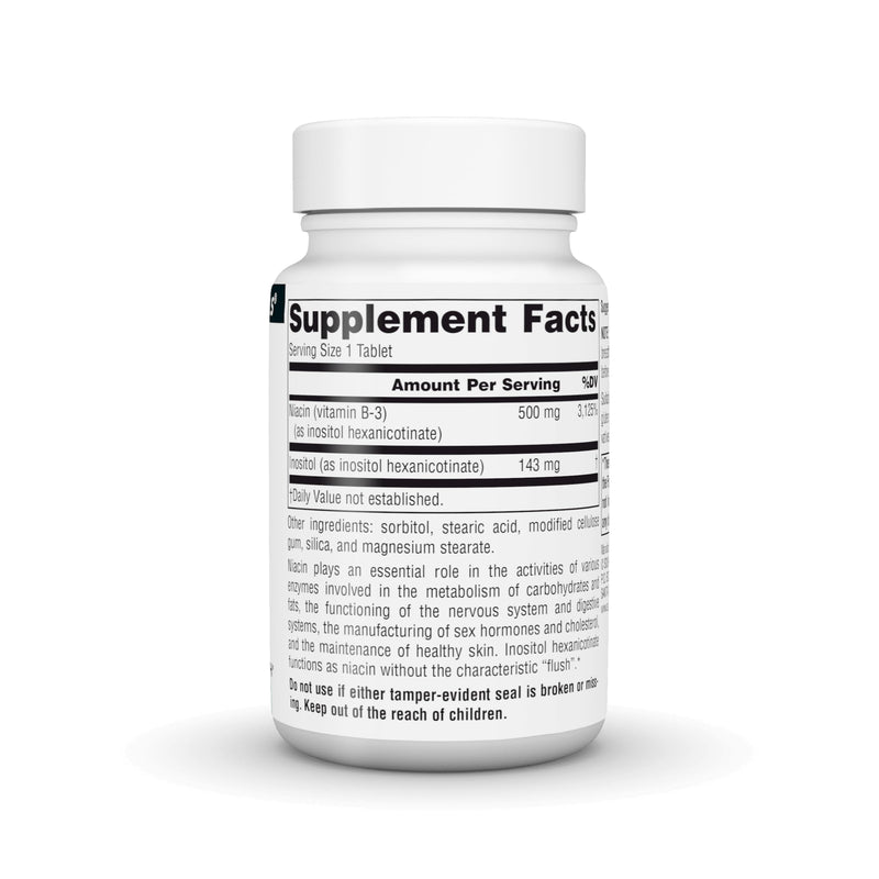 Source Naturals No-Flush Niacin, B-3, 500 mg - 60 Vegetarian Tablets | Cardiovasular Health | Energy Support*