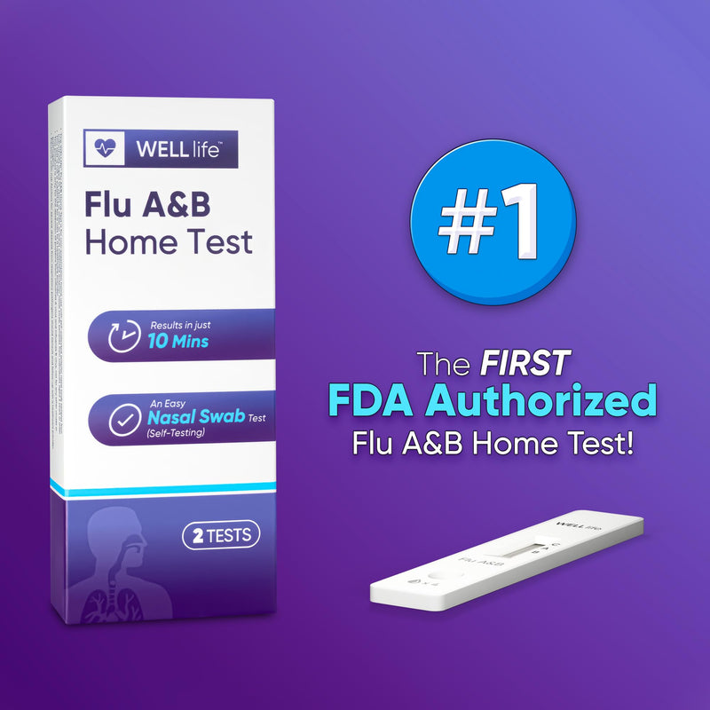 WELLlife Flu A&B Home Test, Flu Test Non-invasive 5 Tests The First FDA Authorized OTC Flu Test Kits at Home 5T