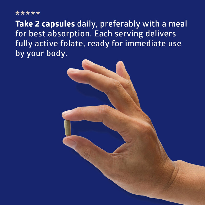 Number One Nutrition Premium L-Methylfolate 12.75MG, Extra Strength 5-MTHF Active Methylfolate Supplement for Energy and Cognitive Support, Gluten-Free and Non-GMO, 120 Capsules