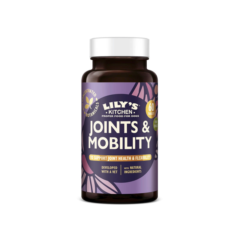 Lily's Kitchen Joints & Mobility Supplements for Adult Dogs & Senior Dogs, 60 Tablets – Made with Natural Ingredients, Glucosamine, Chondroitin & Green Lipped Mussel Powder One Size