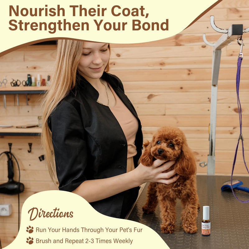 Pet Fur Care Oil - Detangles, Reduces Shedding - Adds Shine with Collagen & Natural Oils - Leave-in Conditioner for Dogs & Cats - 1.01 fl. oz - BeesActive Australia