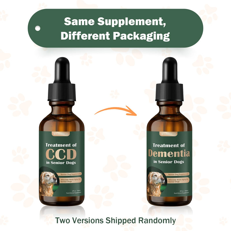 Senior Dog Supplements for Brain Health & Nervous System Support, Mushroom Supplement for Dogs, Dementia Supplement for Calming & Relaxation, Addresses Getting Lost, Social Withdrawal - 59 ML - PawsPlanet Australia