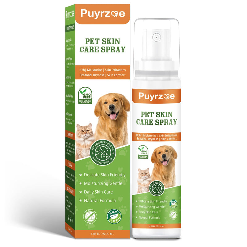 puyrzoe Anti Itch Spray for Dogs & Cats - Natural Skin Care Formula for Anti Itch, Helps Reduce Scratching, Seasonal Skin Support, Lickable & Safe(4.06 Fl Oz)