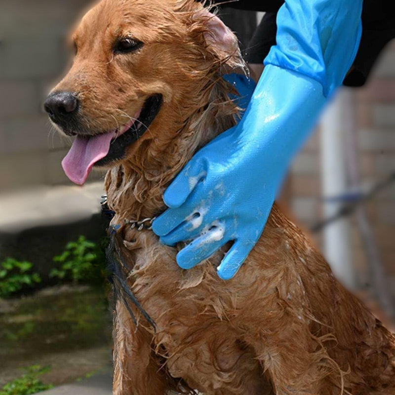 Dog Washing Gloves, Pet Grooming Gloves with Soft Brushes, Bathing and Massaging for Dogs and Cats, Silicone Heat Resistant Cleaning Gloves with High-Density Teeth (Blue) Blue - BeesActive Australia