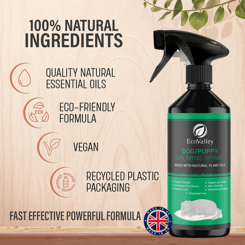 EcoValley Dog Puppy Calming Anxiety Spray - Training Aid & Natural Separation Anxiety Relief - Chemical-Free Formula - 500ml 500 ml (1 Pack)