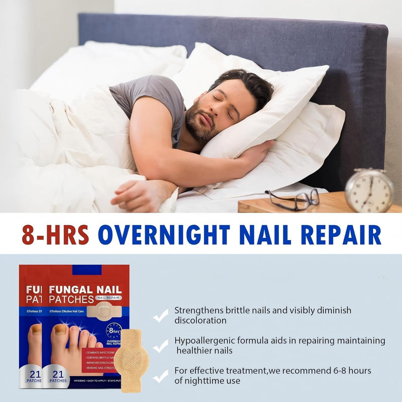 Nail Patches 21 PCS Toenail Treatment Extra Strength 8-Hour Overnight Nail Fast Acting Repair Effortless Hydrogel Nail Care and Repair for Damaged Nails Overnight Renewal for Men and Women 0 Ounce (Pack of 21)