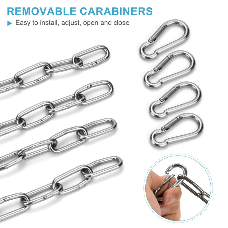2 Pack Gate Chain Lock for Outdoor Fence with Carabiner, 5/32 x 24 Inch Stainless Steel Link Chains No Fear of being Bent, Easy to Adjust Barn Chain for Livestock Gate, Silver - BeesActive Australia