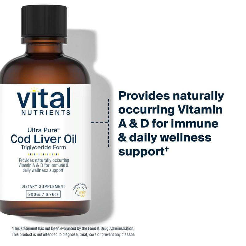 Vital Nutrients - Ultra Pure Cod Liver Oil 1025 (Pharmaceutical Grade) - 100% Pure Norwegian Cod Liver Oil - 200 ml per Bottle