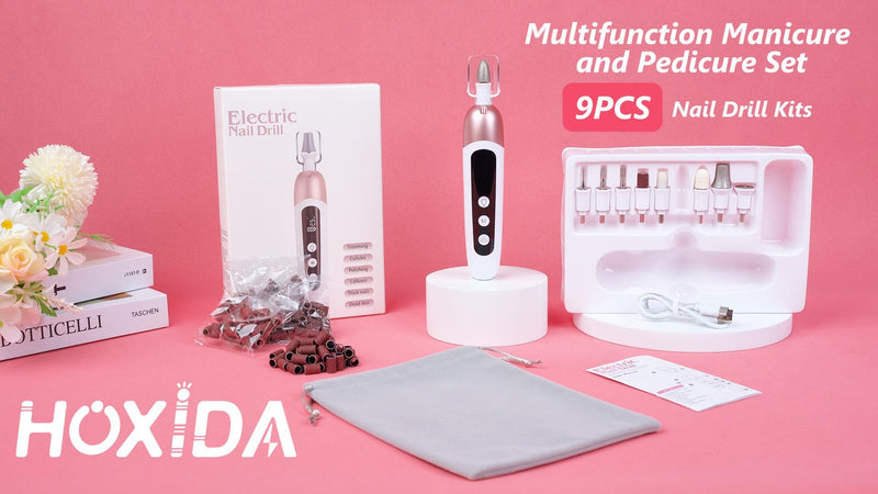 Cordless Electric Nail File Set, Professional Manicure Pedicure Kit with Memory Modes, 10 Speed Portable Nail Drill Machine, Pedicure Tools for feet, Hand Foot Care Tool for Thick Nail Toenail Cuticle Pink-Standard