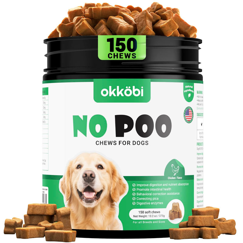 No Poo Chews for Dogs - Coprophagia Eating Deterrent for Dogs - Stop Eating Poop - Packed with Probiotics, Digestive Enzymes & Pumpkin Powder - for All Ages and Breeds