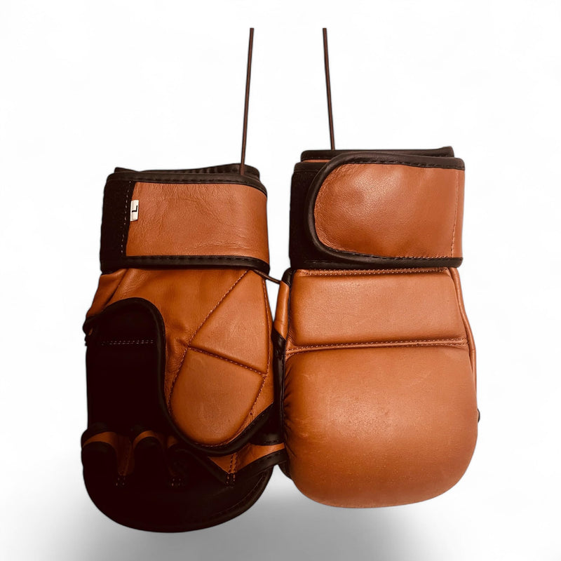 Shooter MMA Gloves - Size L | PRO Version | 100% TAN Leather Vintage Training Boxing I Geoffrey