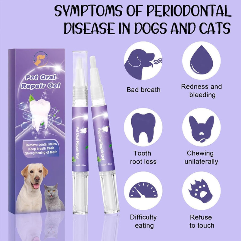【3pcs】 Pet Oral Repair Gel, Pet Oral Repair Gel for Dogs,Pet Breath Freshener for Dogs & Cats, Eliminate Breath, Targets Tar-Tar, Without Brushing， for Dogs & Cats, Pet Teeth Repairing - BeesActive Australia