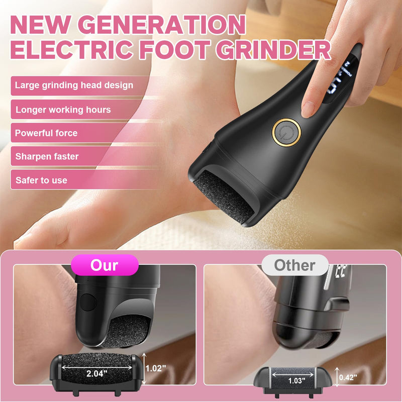 Electric Foot File - Callus Remover for Feet, Adjustable 3 Speed Foot Callus Remover with 16 in 1 Pedicure Tools Professional Foot Care, to Remove Dead Skin and Calluses Hard Skin Dry Cracks (Black) Black Electric Callus Remover +16 In1 - BeesActive Australia