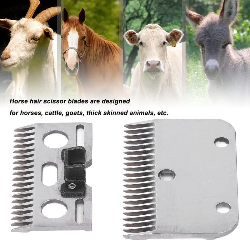 Shearing Blades, 2 Pieces 21 Teeth Horse Clippers Blades Carbide Abrasion Resistance Horse Clippers Blades Replacement for Horses Cattle Goats Animals with Thick Fur