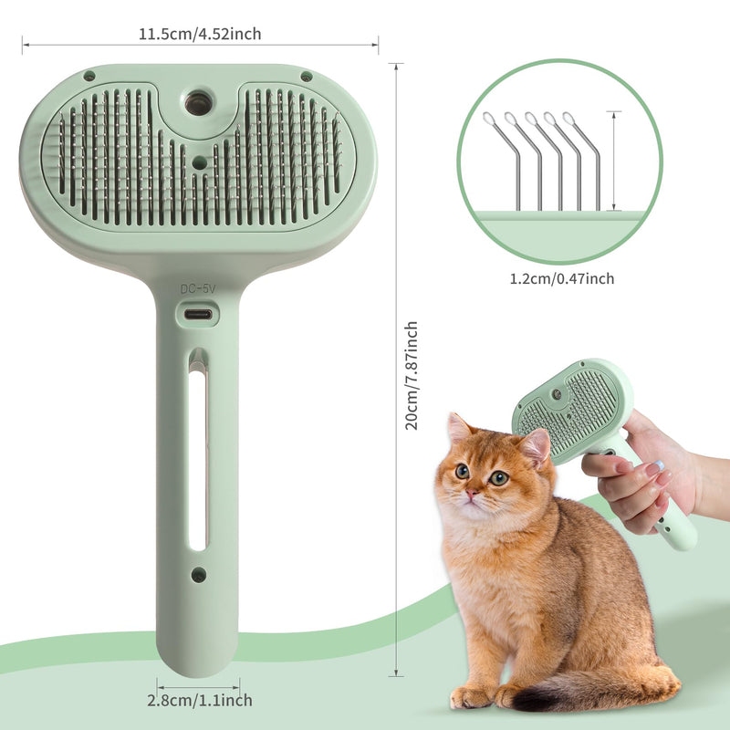 susu & wuwu Spray Cat Brush for Shedding - Water Brush for Cats and Dogs - Pet Hair Removal Comb with Water Tank and Release Button - Steamy Cat Brush - Pet Spray Hair Comb (Sky Blue) Sky Blue - BeesActive Australia