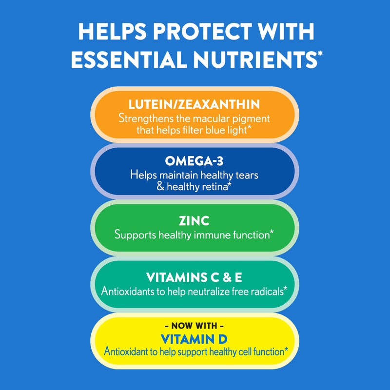 Ocuvite Eye Health Vitamins Lutein & Zeaxanthin Supplement, 30 Softgels | Eye vitamins for adults, lutein zeaxanthin with Vitamin C, D, E & Omega-3, supports macular health*, aging eyes, 30 softgels 30 Count (Pack of 1)