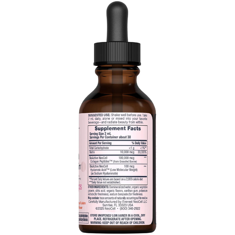 NeoCell Liquid Biotin and Collagen | 110,000mcg | Beauty Drops | Hair Vitamin | Skin and Nails Supplement