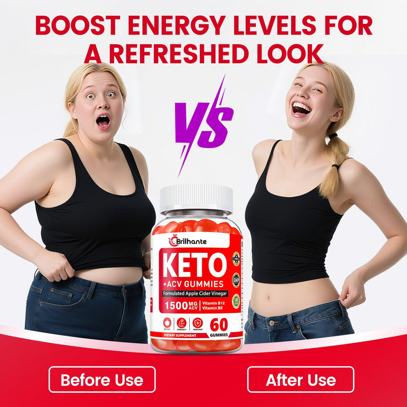Keto ACV Gummies-Organic Apple Cider Vinegar with Mother, Sugar Free, 60 Ct | Vitamin B12 & B6, Beetroot, Metabolism and Energy, Gluten-Free, Vegan
