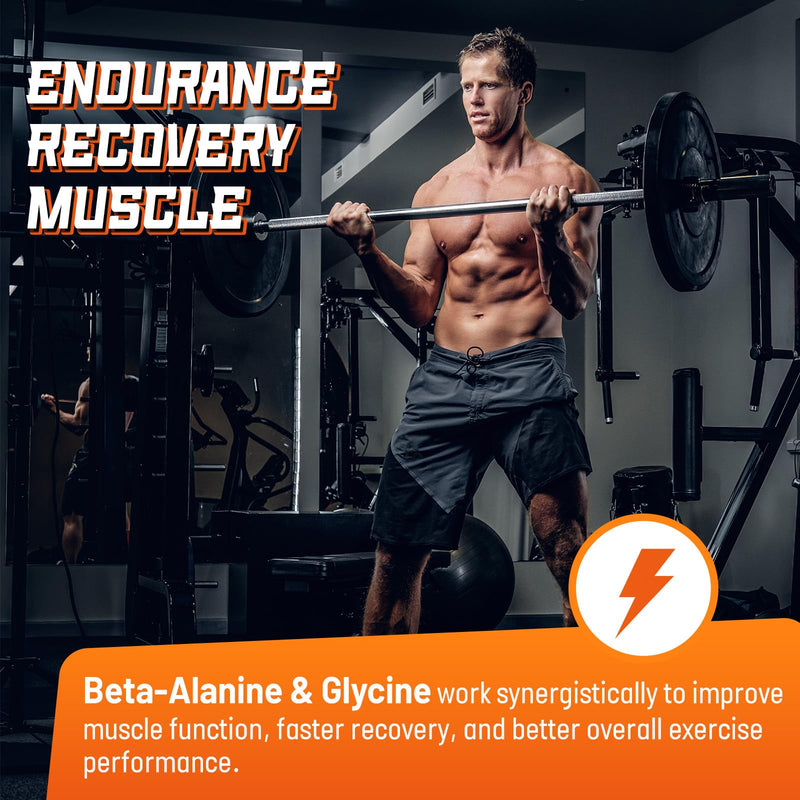 Beta Alanine Gummies 2000mg for Muscle Recovery, Sugar-Free, Vegan, 120 | 4-in-1 Amino Supplements with Glycine, TMG & Vitamin B6 for Adults, Orange Flavor, 60 Chews 60 Count (Pack of 2)