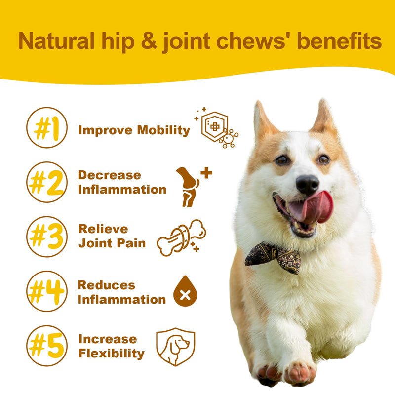 Vet-Strength Hip & Joint Support for Dogs - Fast-Acting Relief for Arthritis, Stiffness & Inflammation - Advanced Mobility, Cartilage, Bone & Muscle Support - Tasty Chicken Soft Chews - 90 Count