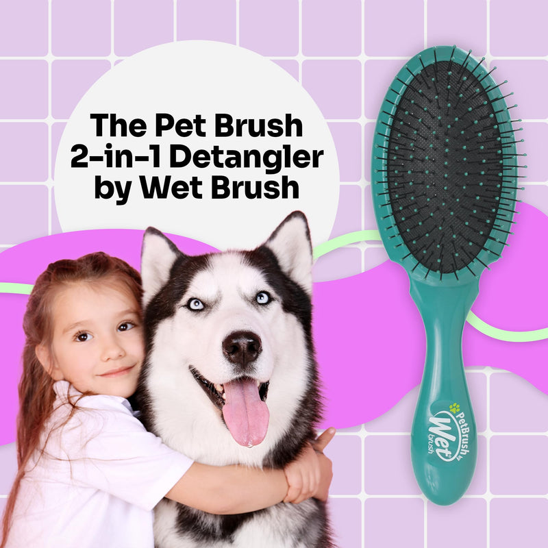 Wet Brush Ultimate Dual-Sided Detangling Brush - Ultra Soft IntelliFlex Bristles, Removes Loose Hair & Dirt for Dogs, Cats, Rabbits - Teal - BeesActive Australia
