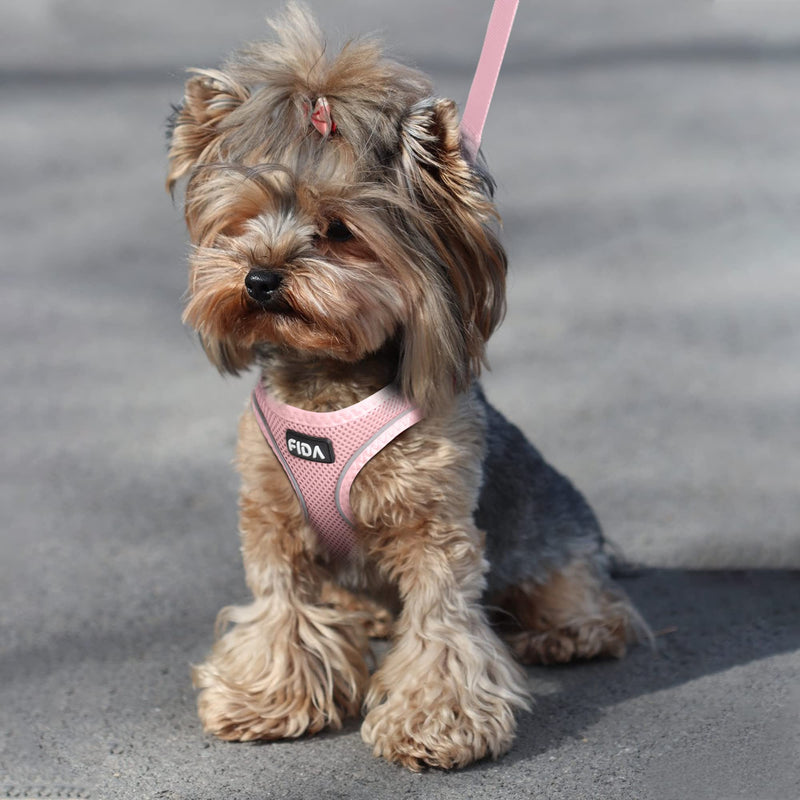 Fida Cat Harness and Leash Set for Walking Kitten and Puppy, Escape Proof Kitten Harness with Breathable Lightweight Soft Mesh, Adjustable Reflective Step-in Design. (XXXS, Pink) XXXS (Neck:10.2"-11.4"; Girth:11.4"-12.6") - BeesActive Australia