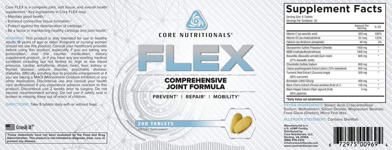 Core Nutritionals Flex Comprehensive Joint Formula, 240 Tablets