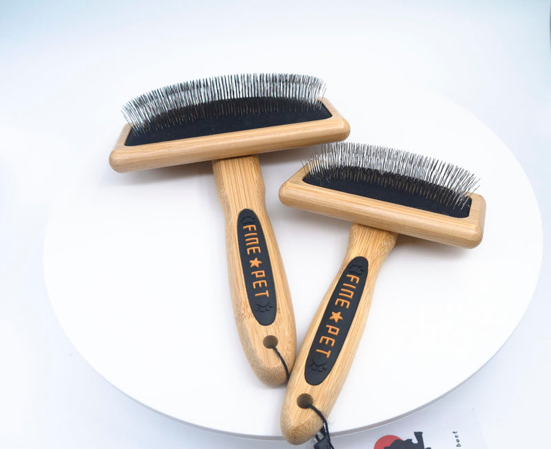PROBUSINES-Pet Grooming Bamboo Comb Premium Carbonized Bamboo Drip Plastic Handle with Professional Stainless Steel Bent Needle Pins for Dogs and Cats Pet Bruch (large) - BeesActive Australia